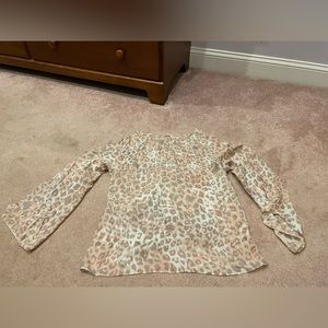 Parker 100% Silk Pink, Cream, & Tan Cheetah Blouse